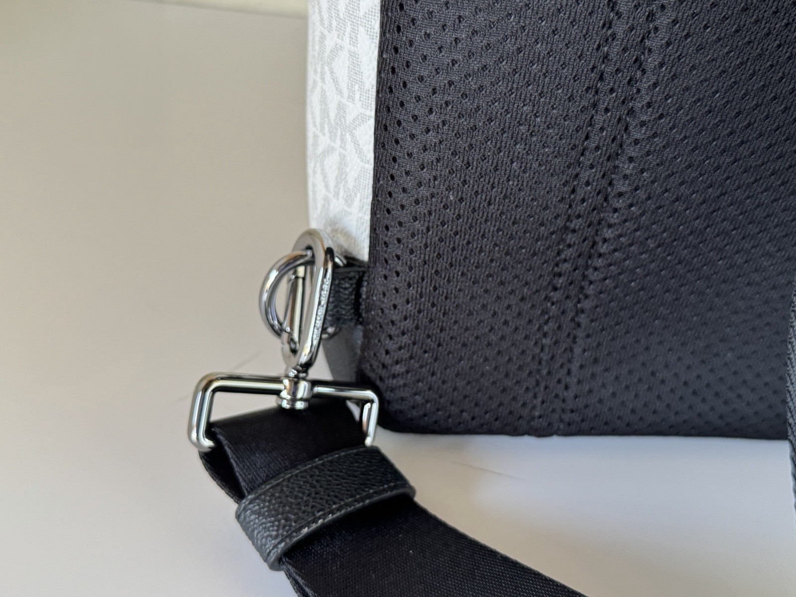 Michael Kors Cooper Commuter Sling Pack Backpack MK Bright White/Black