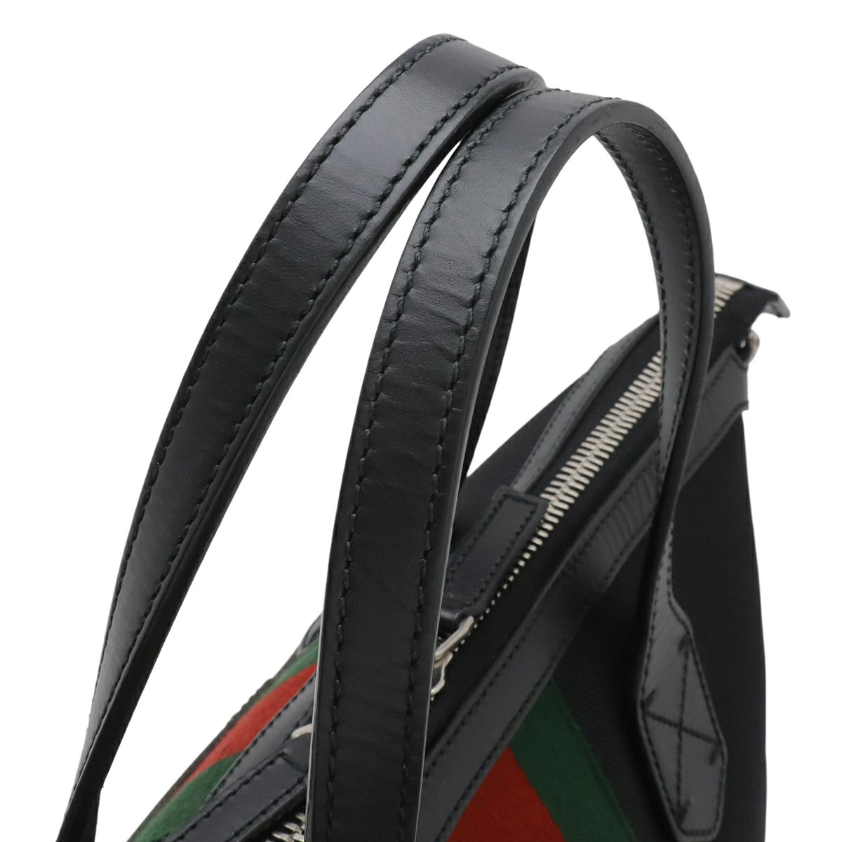 Gucci Web Sherry Line Stripe Tote Bag 2WAY Shoulder Bag Nylon Canvas