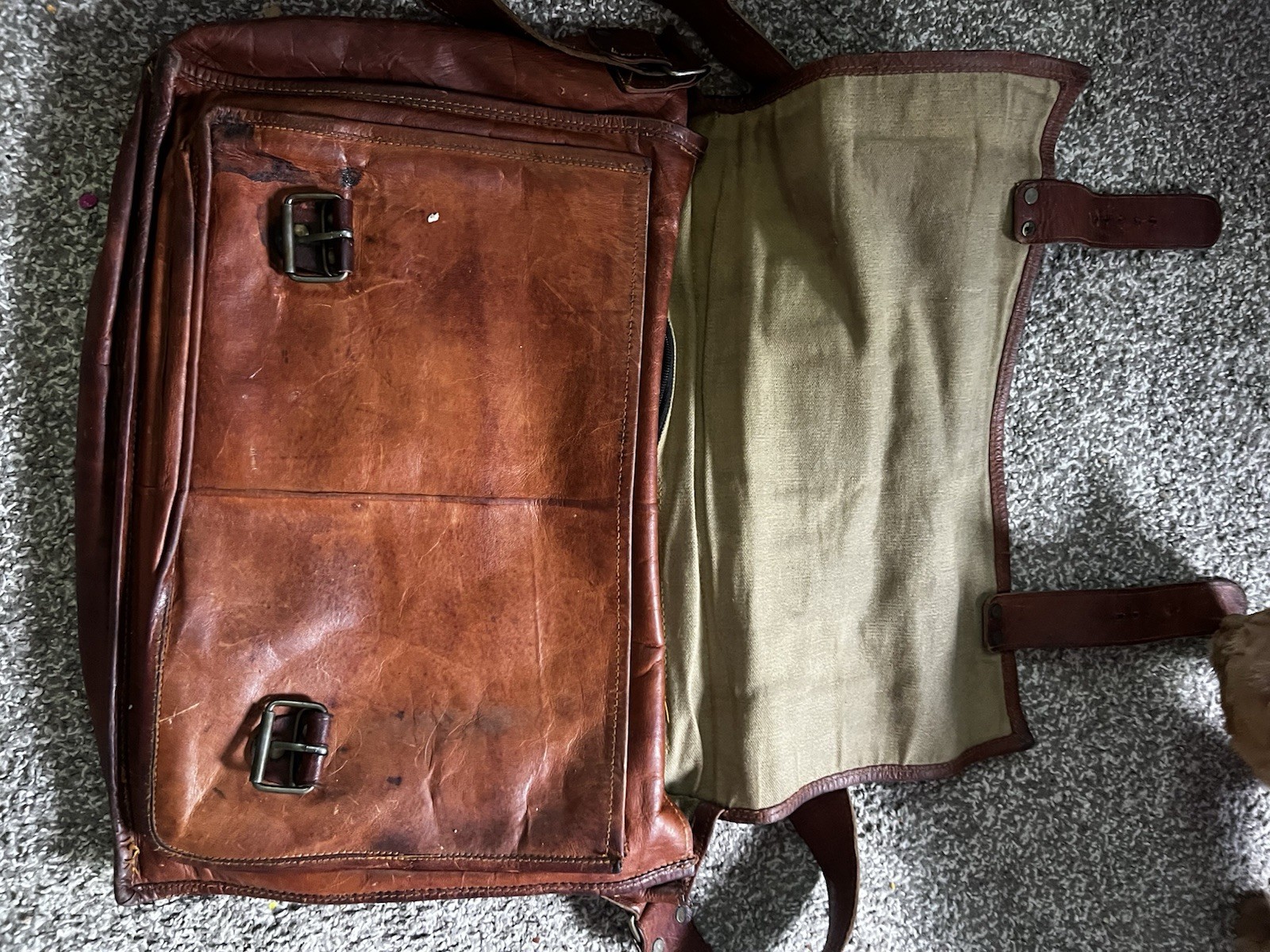 Komal’s Passion Leather Brown Large Messenger Bag Buckle Zip