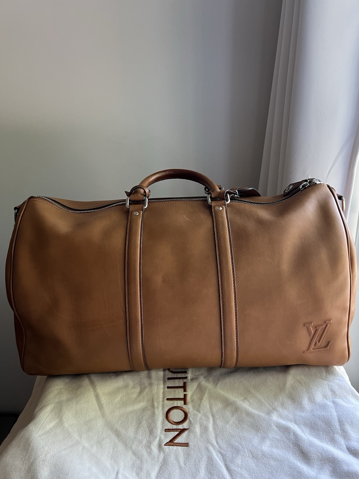 Rare Louis Vuitton Millesime Keepall 50 H30 Tan Bandouliere $9,600 MSRP