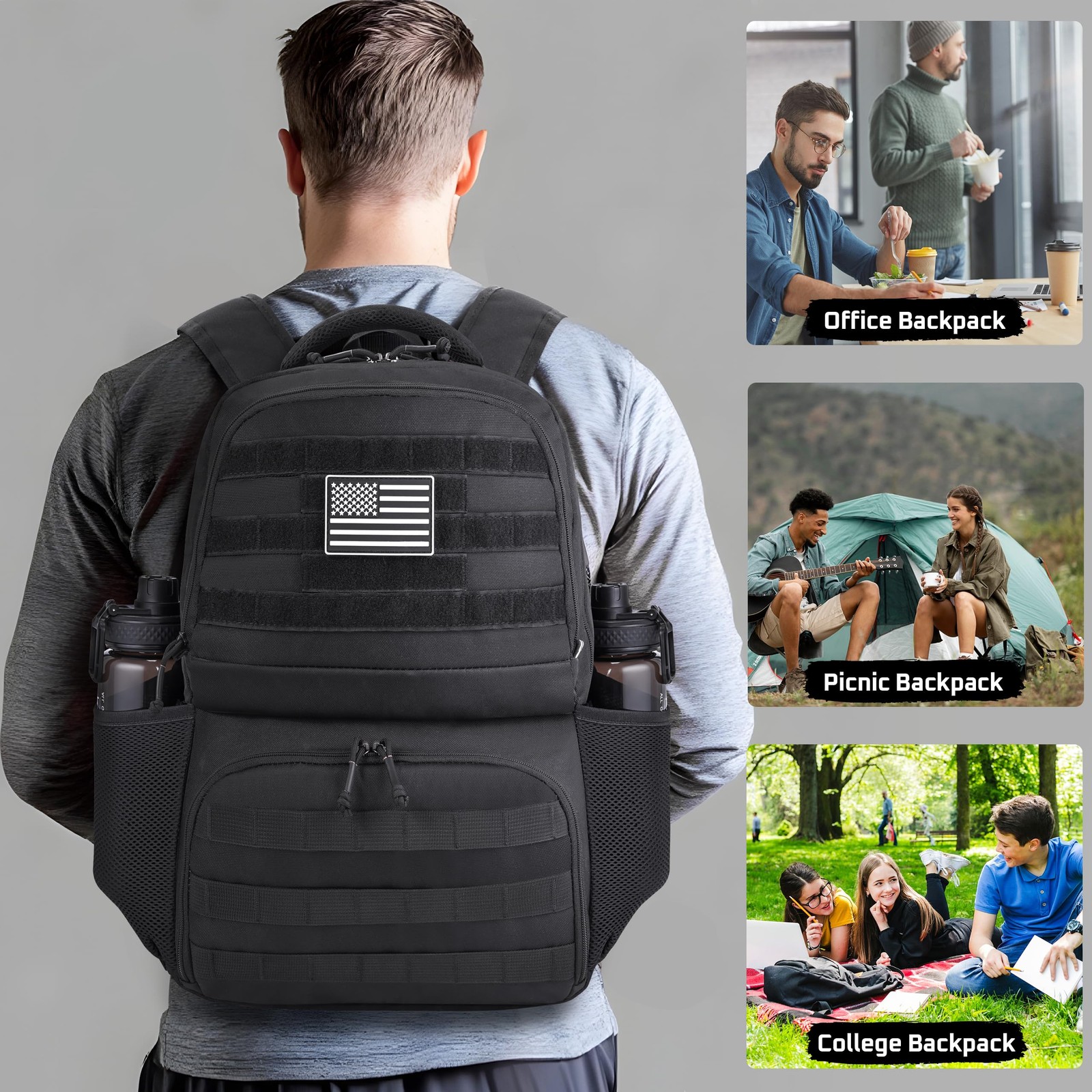 Laptop Lunch Backpack for Men, Tactical Inspired Utility Anti-Theft Work Bag …