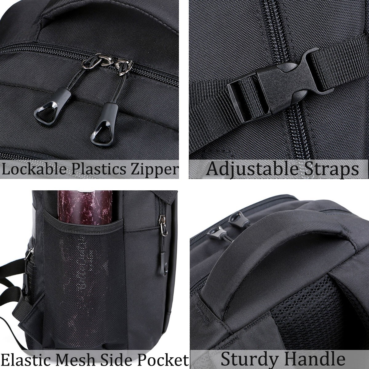 Men Laptop Backpack School Travel Computer Bookbag with USB Charging Port Black
