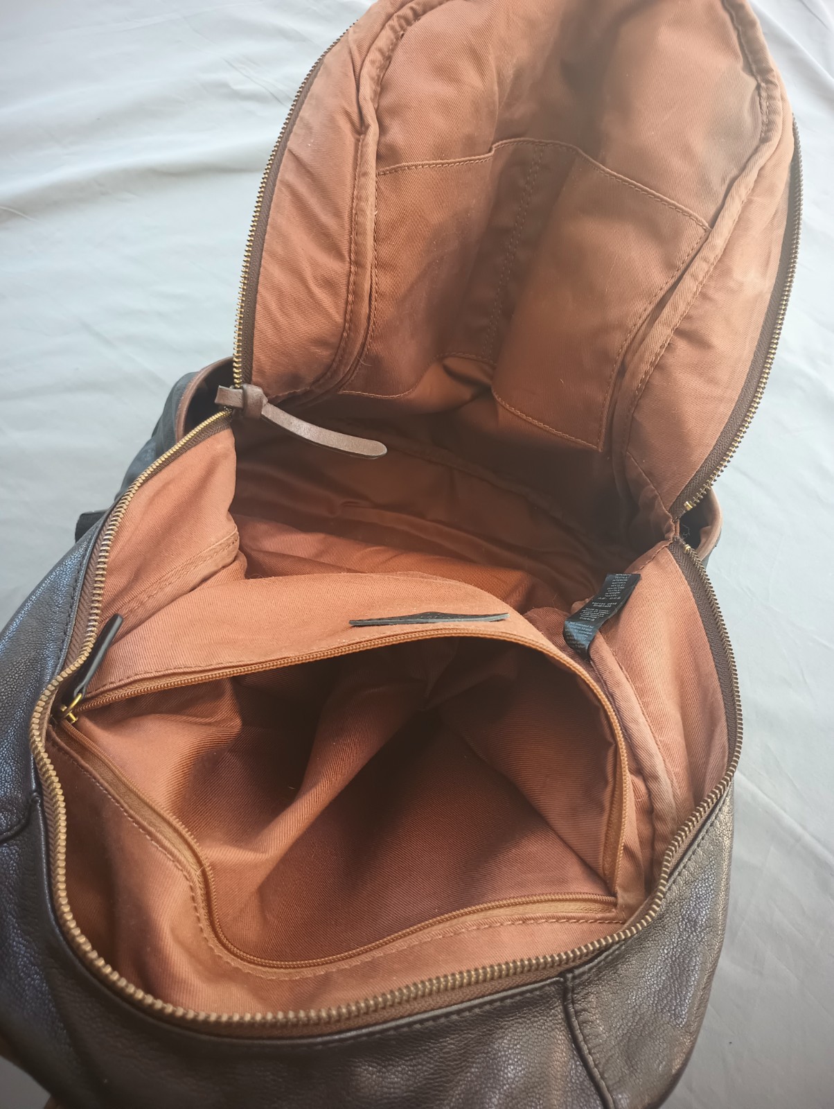 Fossil Goat Hide Leather Multi Pocketed Backpack Black Brown Weathered
