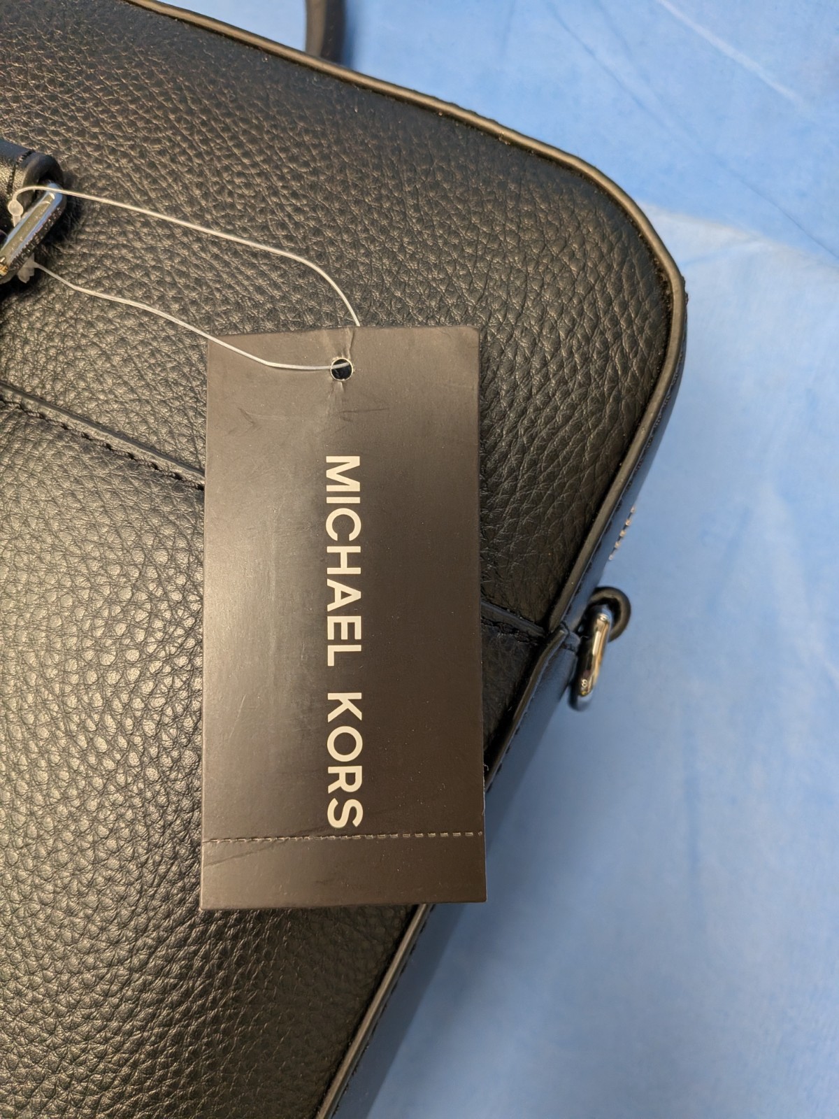 MICHAEL KORS Mens Mason Explorer Leather Laptop Briefcase Black Shoulder Strap