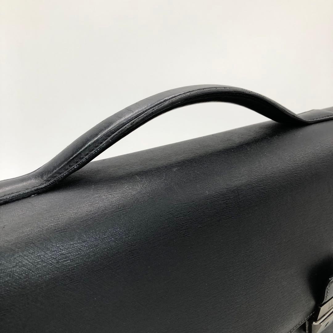 Dunhill 2Way Briefcase Messenger Bag Black Leather Business Shoulder Bag Italy