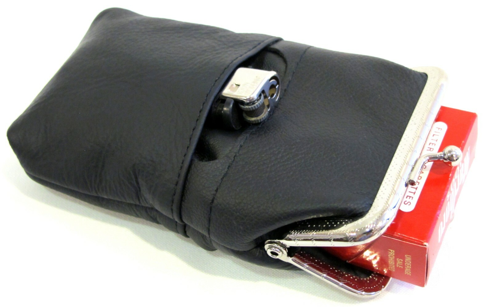 100% Leather Cigarette Case Lighter Match Pocket Zipper Coin Pouch SOLD by PAIR