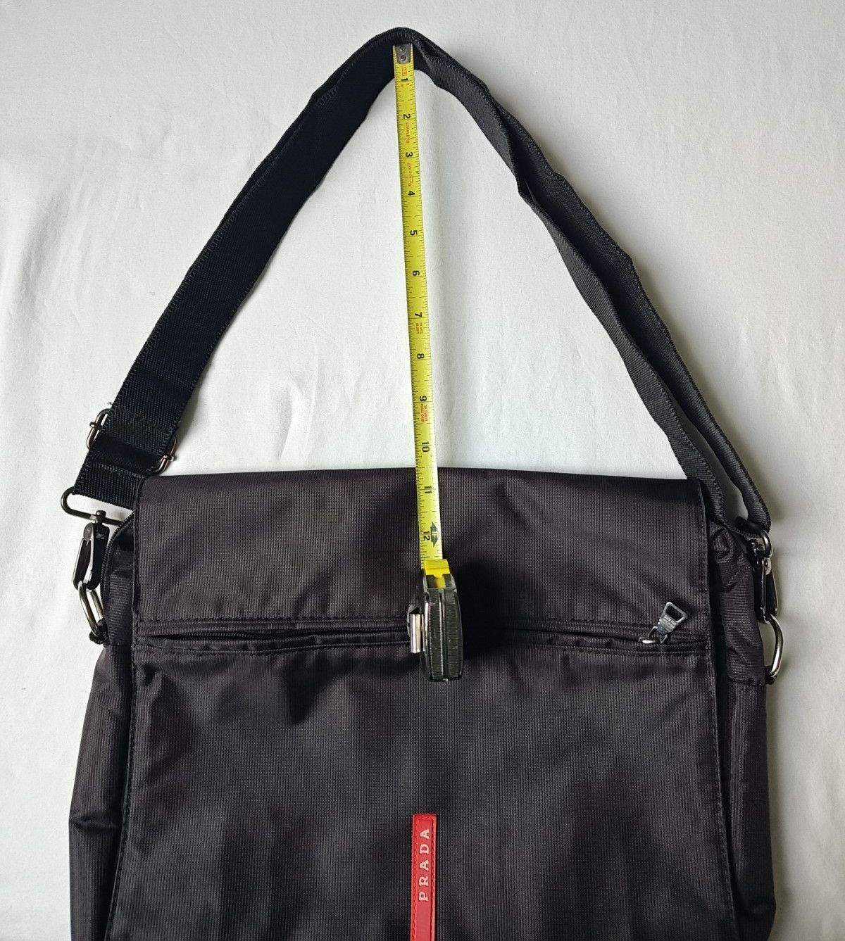 Prada Linea Rossa Black Nylon Messenger Laptop Bag – Adjustable Crossbody Strap
