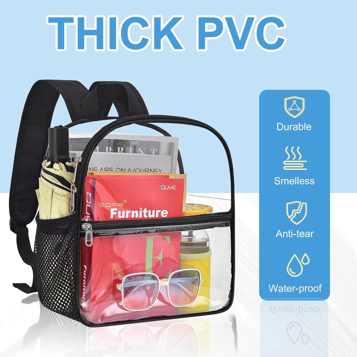 Clear Backpack for Stadium Events – 12x12x6, Mini Small Clear Bag Sports Fan Bac