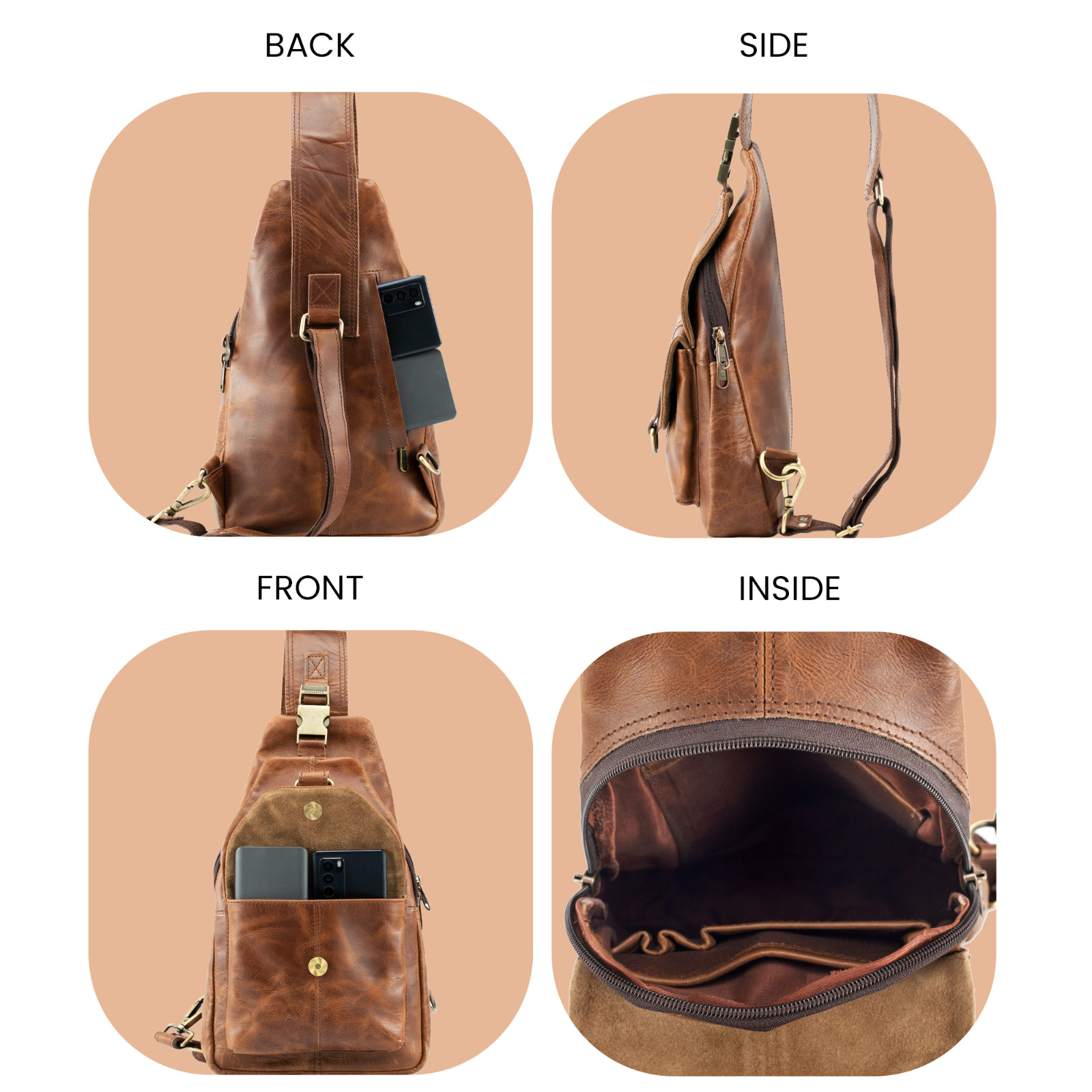 Leather Backpack Bag Brown Tablet 14-Inches Unisex Men-Women – Handmade World