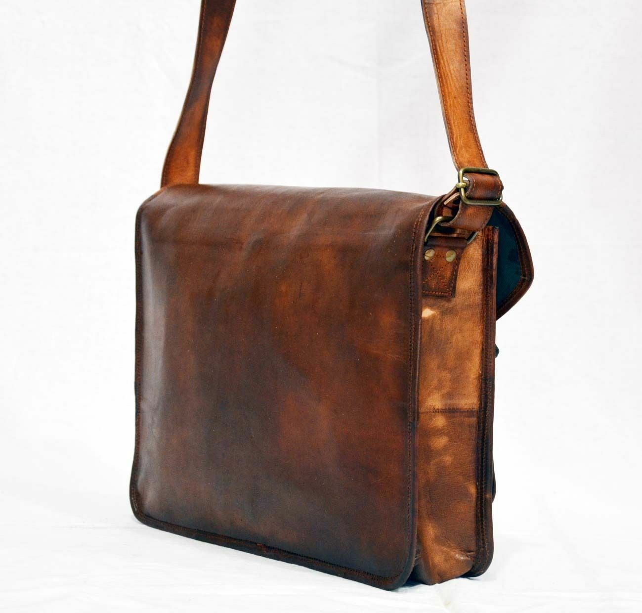 Mens Leather Messenger Computer Distressed Satchel Crossbody Laptop Briefcase