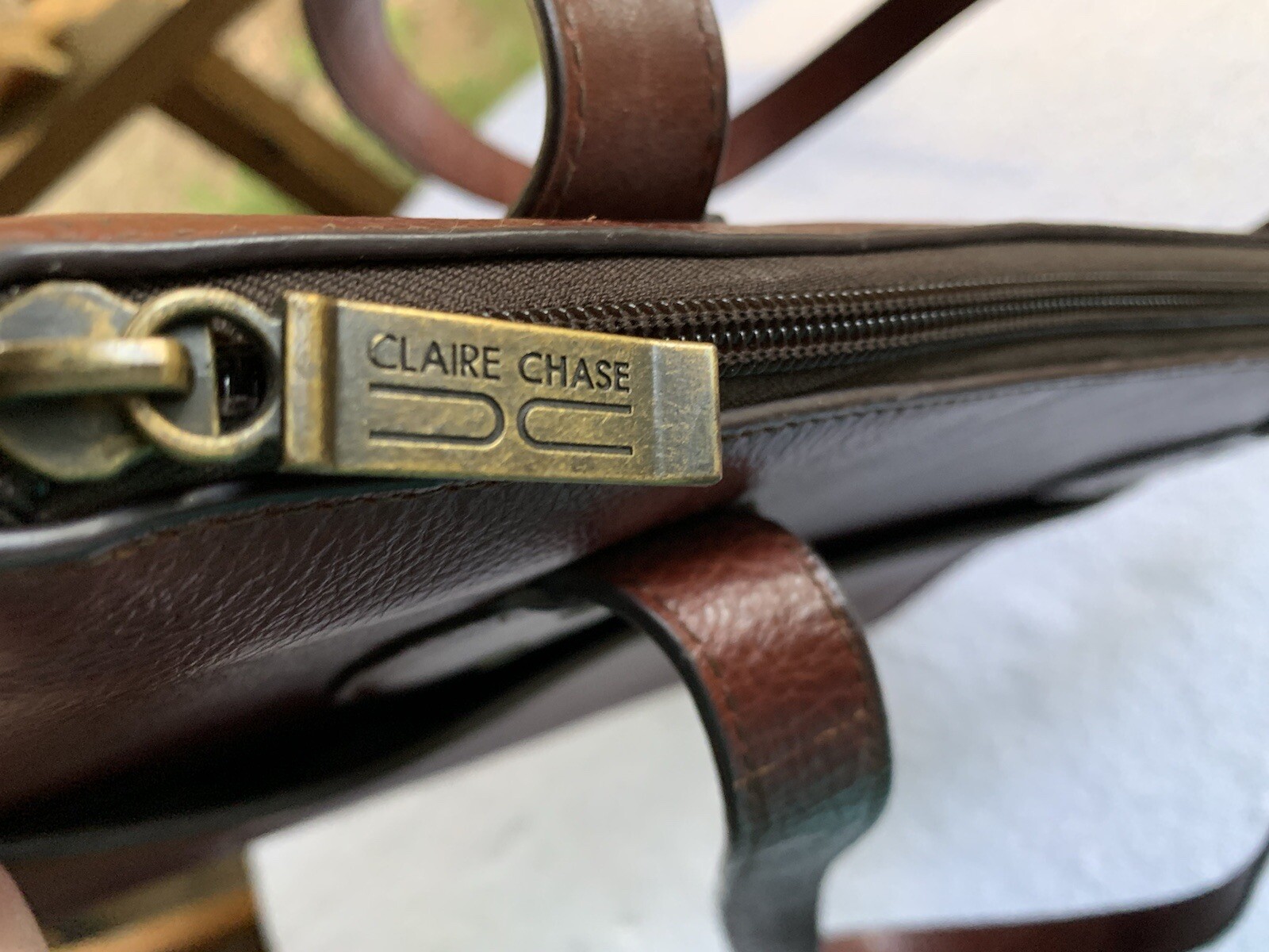 Claire Chase Authentic Fine Leather Bag Tote Made in Colombia Burgundy 14 X 11