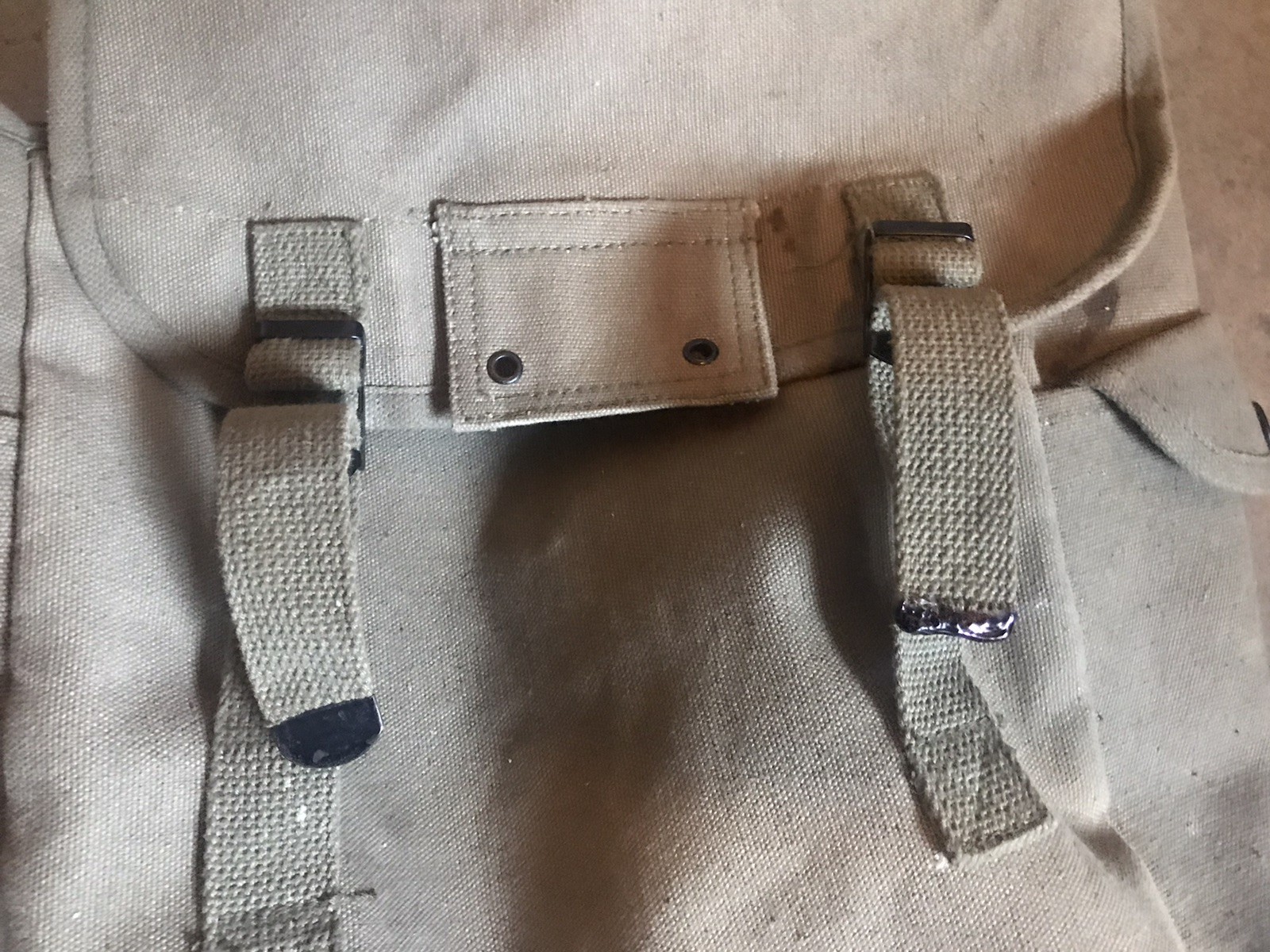 Vintage Military Canvas Backpack Rucksack Olive Drab Field Pack 12x10x5 in