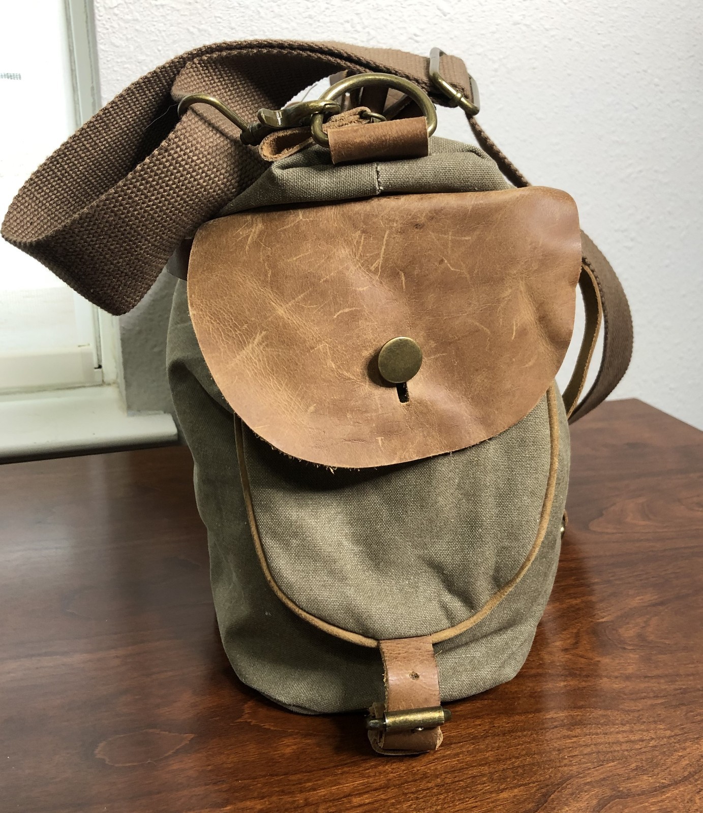 Vintage Canvas & Leather Duffel Bag – Heavy Duty Travel Weekender Tote Unbranded