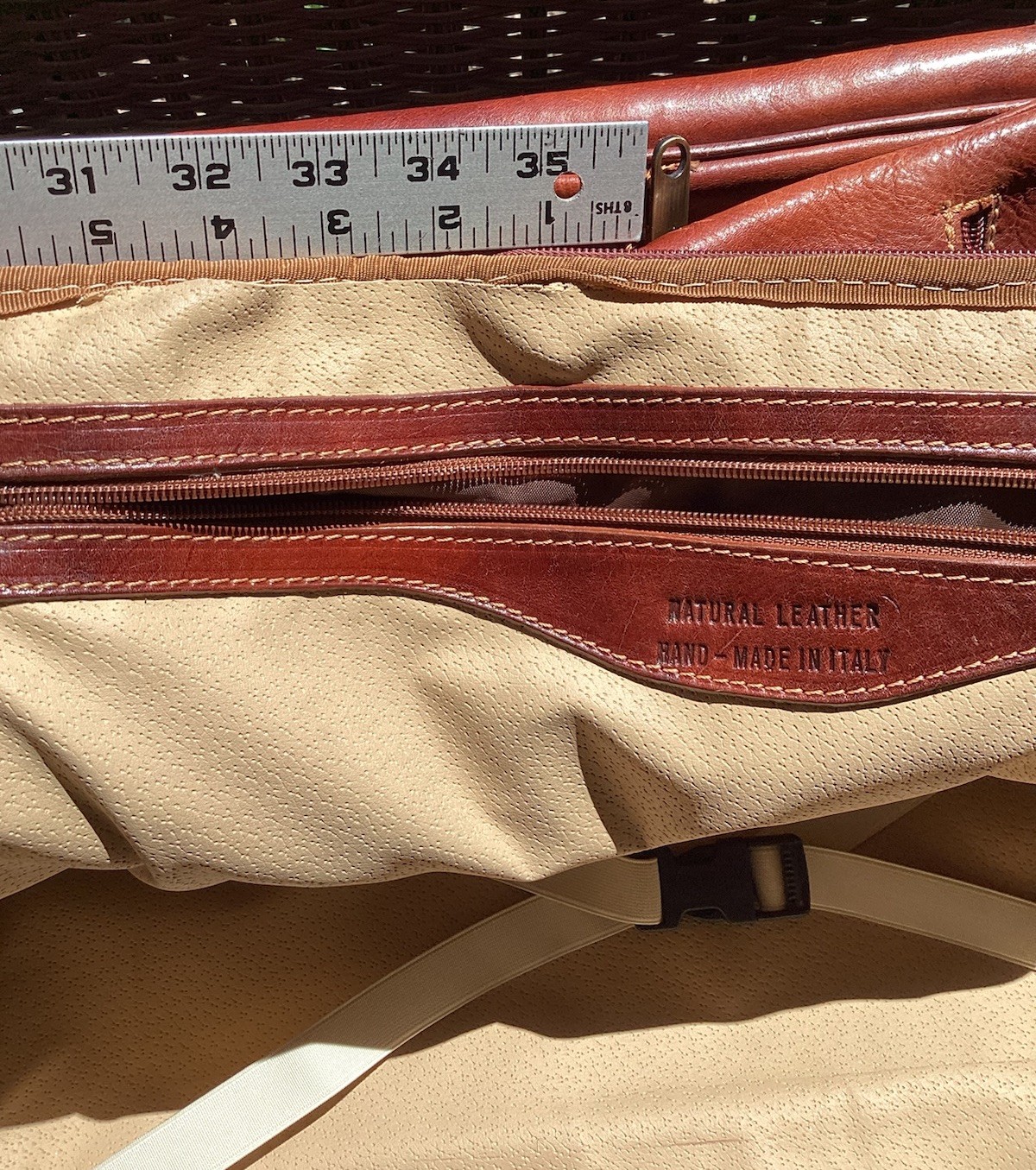 Vintage THE BRIDGE Leather Rolling Trolley Bag Distressed Hand Made In Italy