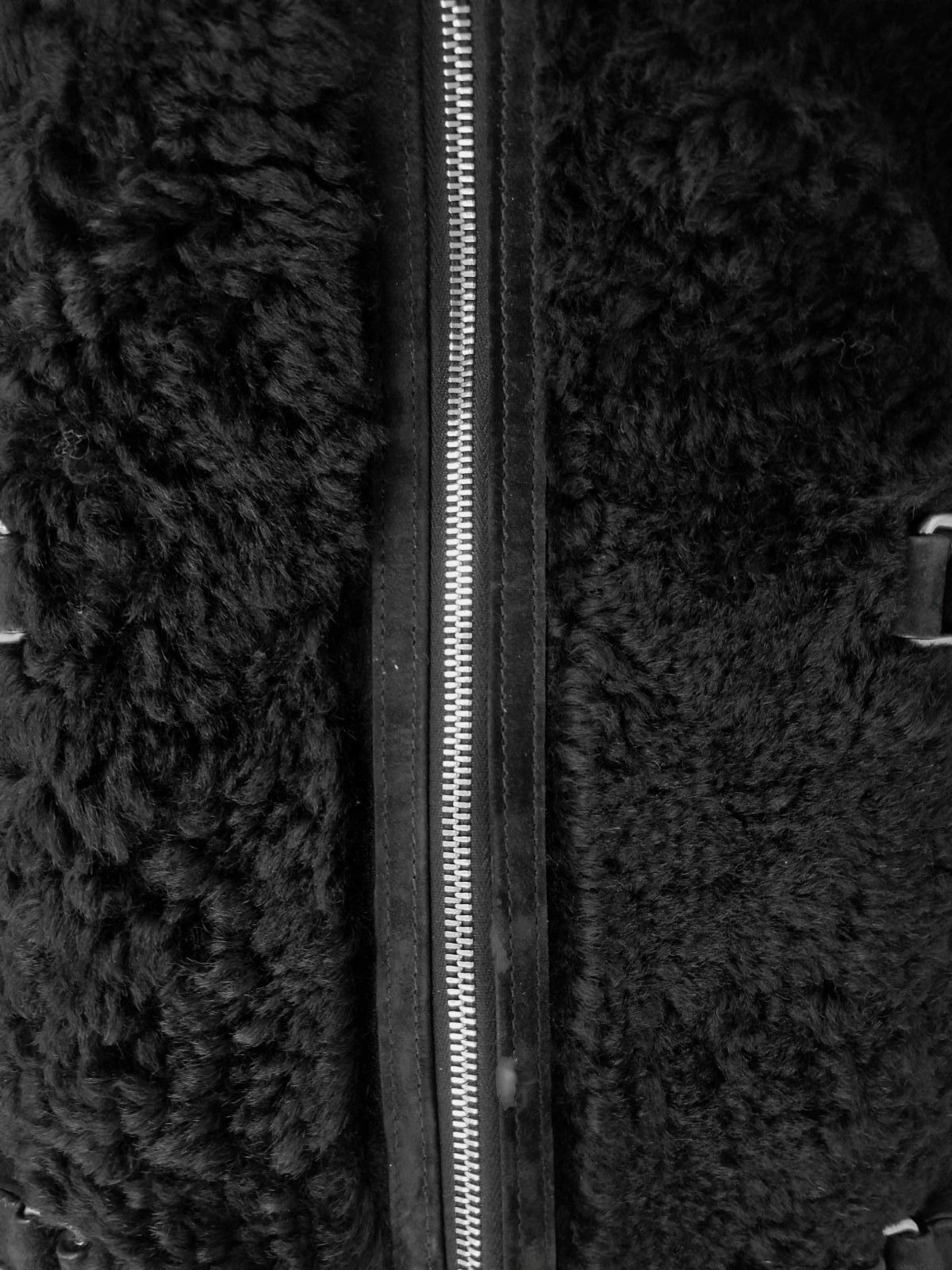 Saint Laurent Men Black Shearling Suede Crossbody Travel Duffel Bag