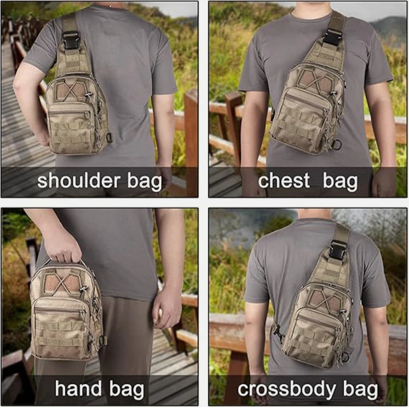 Mens Backpack Tactical Sling Shoulder Bag Molle Travel Chest Pack Outdoor Hiking