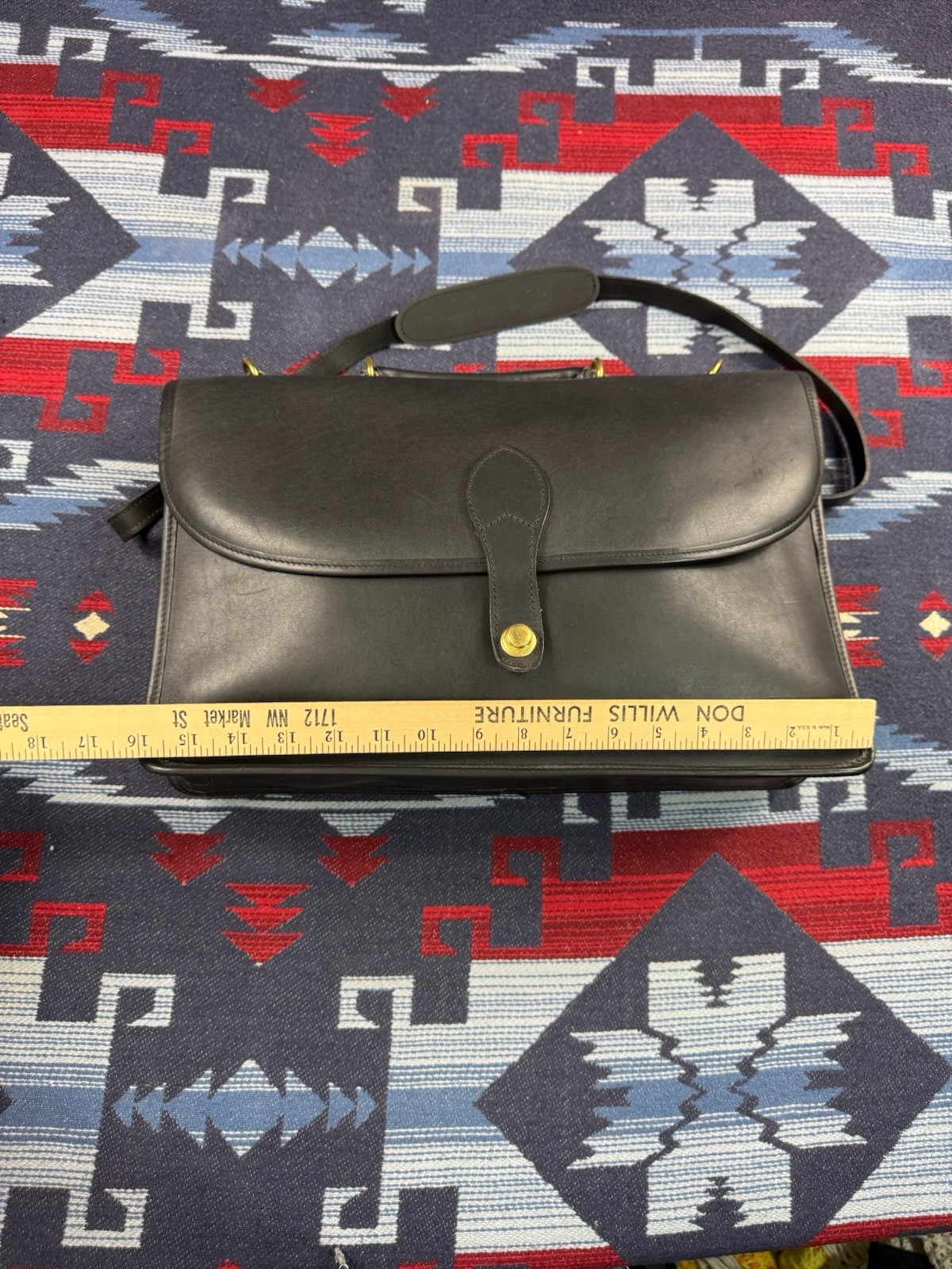 SCHLESINGER Black LEATHER BRIEFCASE Messenger Bag FLAP TOP Case COWHIDE USA Made
