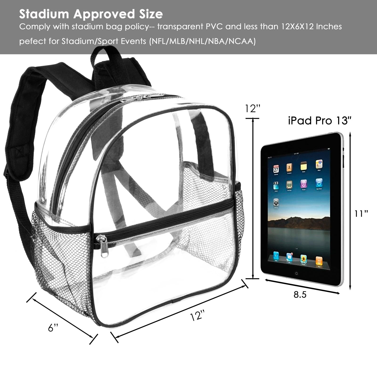 Keepcross Stadium Approved Clear Backpack 12x6x12 – Mini Clear Bag for Stadiu…