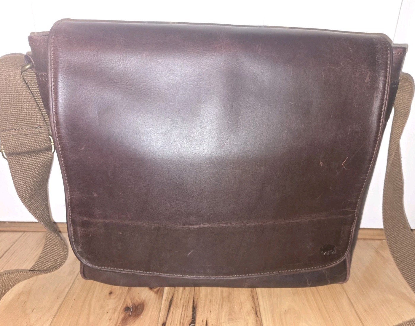 Buffalo Jackson Trading Company Leather Laptop Bag Shoulder Messenger Brown Work