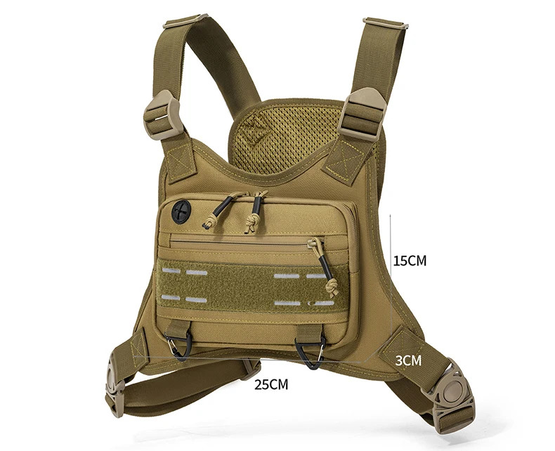 Tactical Front Chest Rig Bag Vest for Camping Hunting Shoulder Bag Men Fishing C