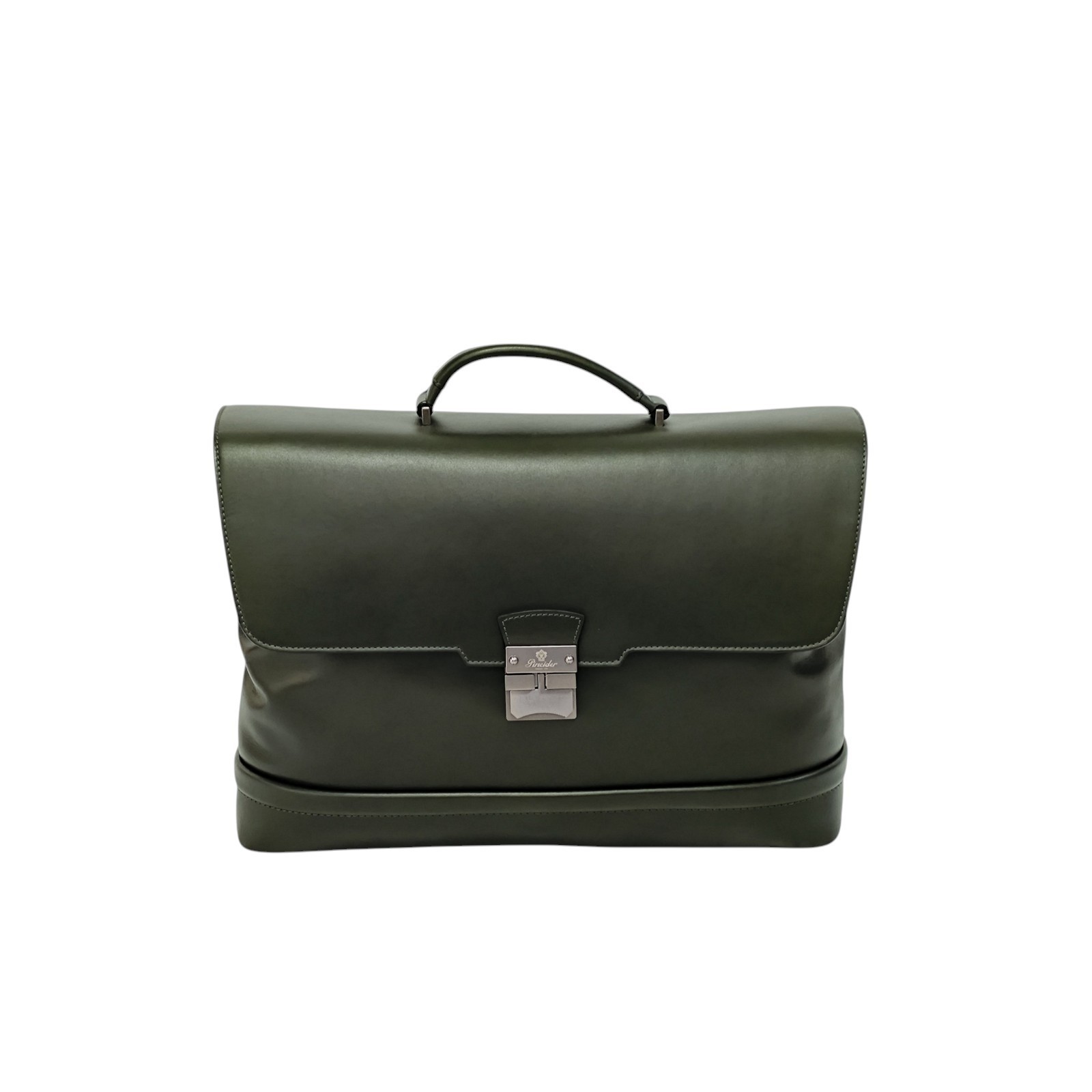 1220$ PINEIDER FIRENZE “Metro Smooth” Calf Briefcase Work Doctor Bag Noble Green