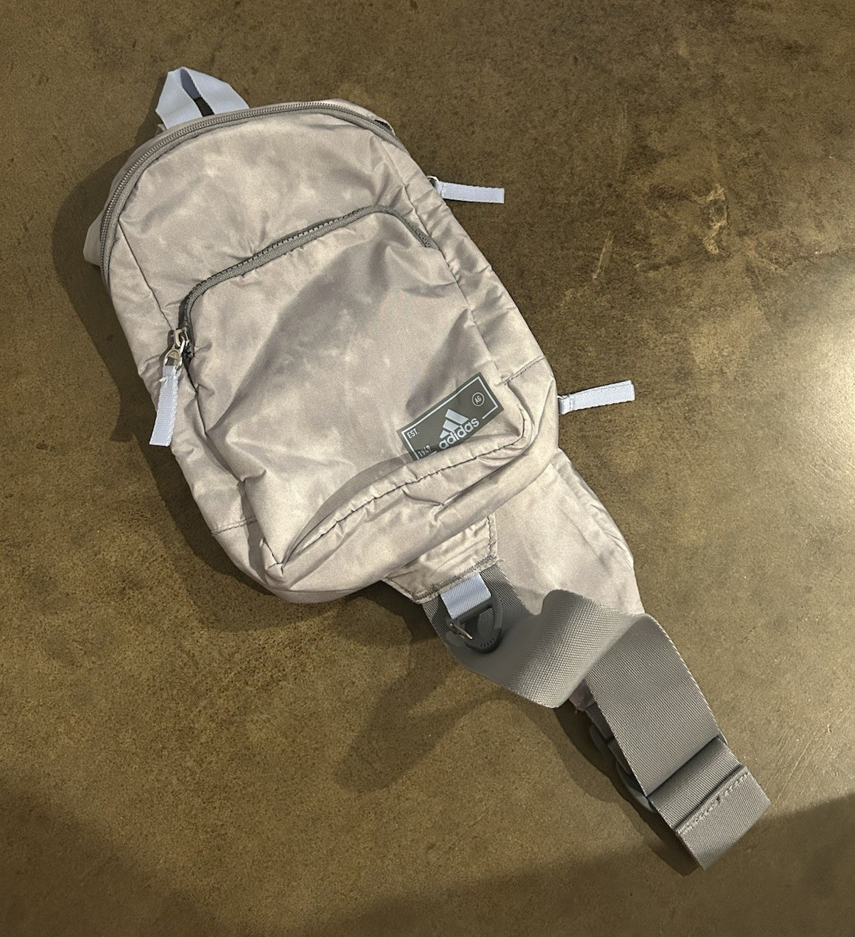 adidas Gray Medium Crossbody Sling Bag Zip Closure Adjustable Strap Pockets