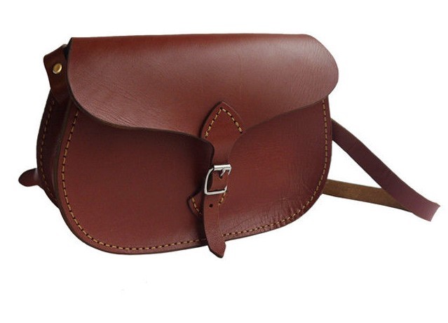 Medium Saddle Leather Sling bag in Dark Terracotta Color Veggie Tanned Sling Bag