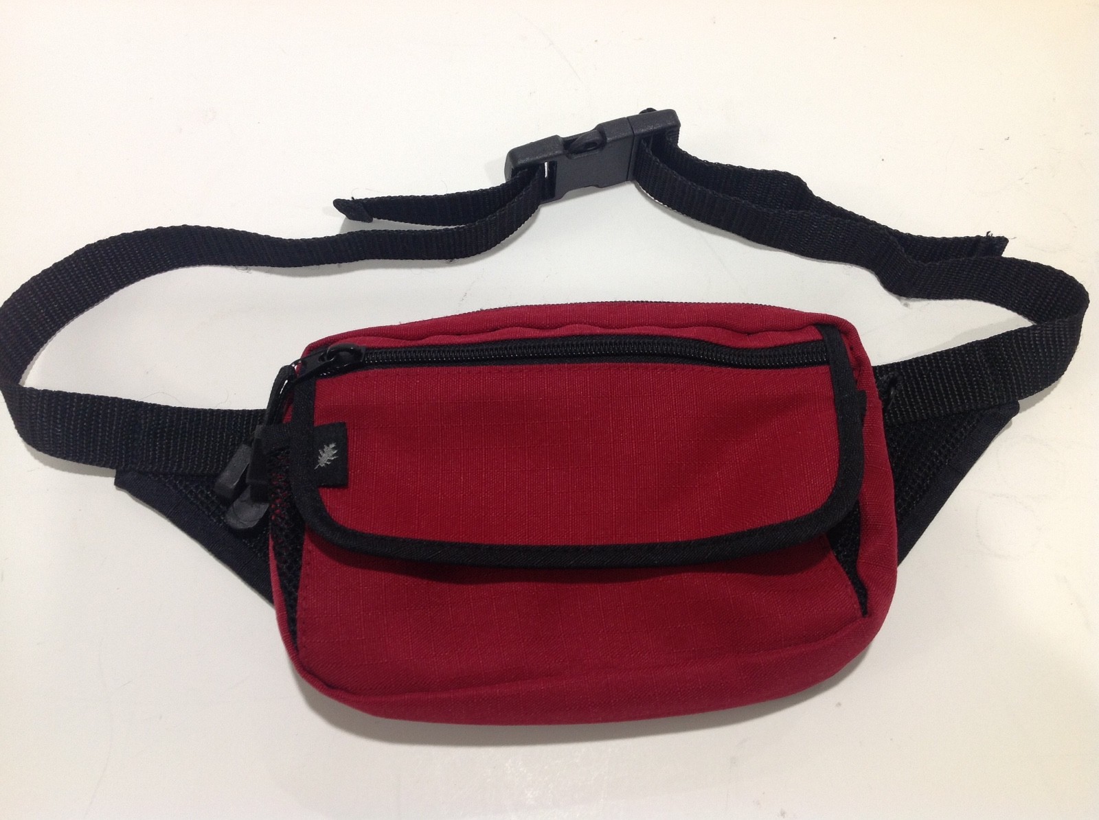 Fanny Pack Red Waist Belt Zip Pouch w/ Carry Handle 5x7x1 Inch Adjustable Straps