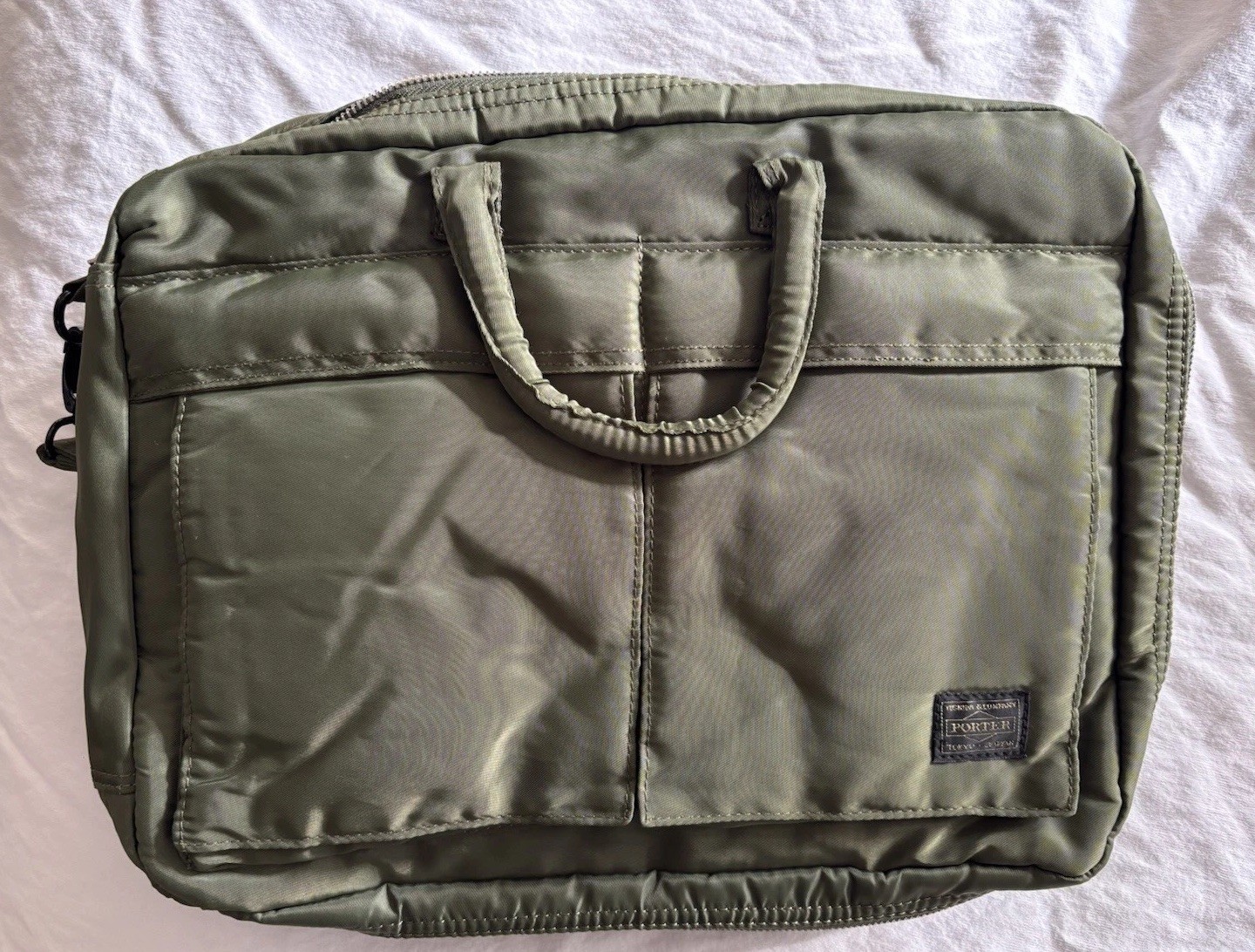 HEAD PORTER Yoshida Tanker Green 3-Way Briefcase Backpack Ships from USA