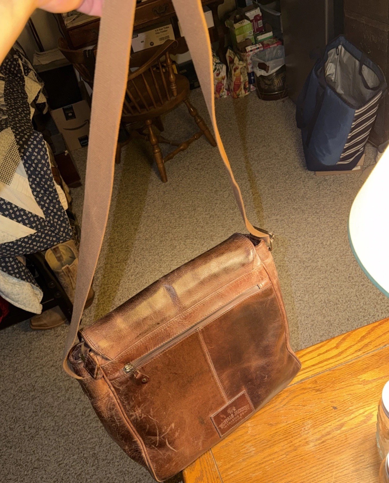 LEATHER MESSENGER BAG w/SHOULDER STRAP – BUFFALO JACKSON TRADING CO. ROOSEVELT