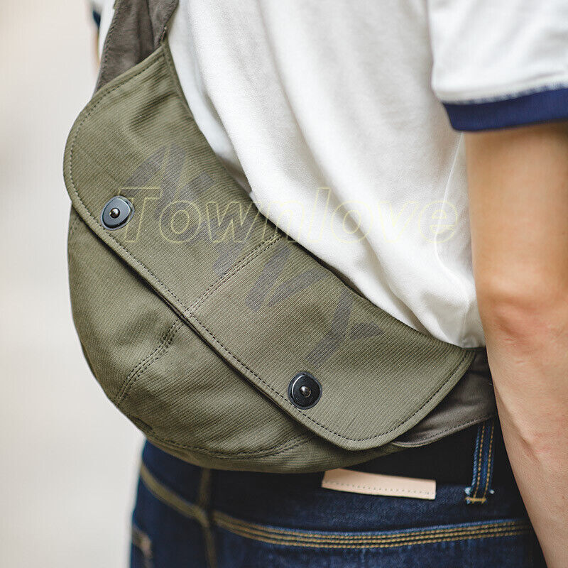 Vintage Ami Khaki Men Bag Shoulder Hiking Military Style N1 Deck Bag Wast Bag