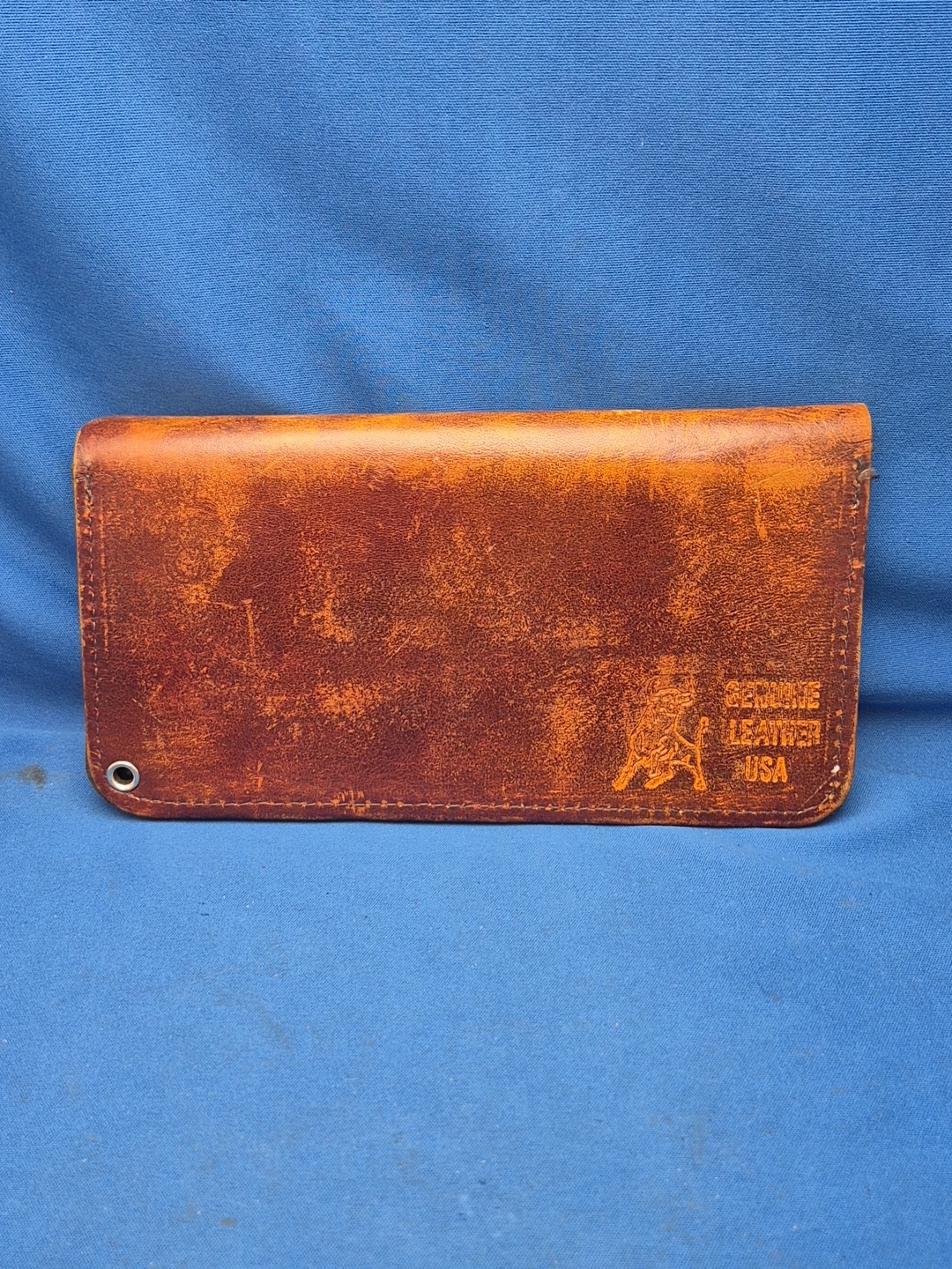 Leather Wallet Case With Logo Brown With Pockets Zipper & Clean