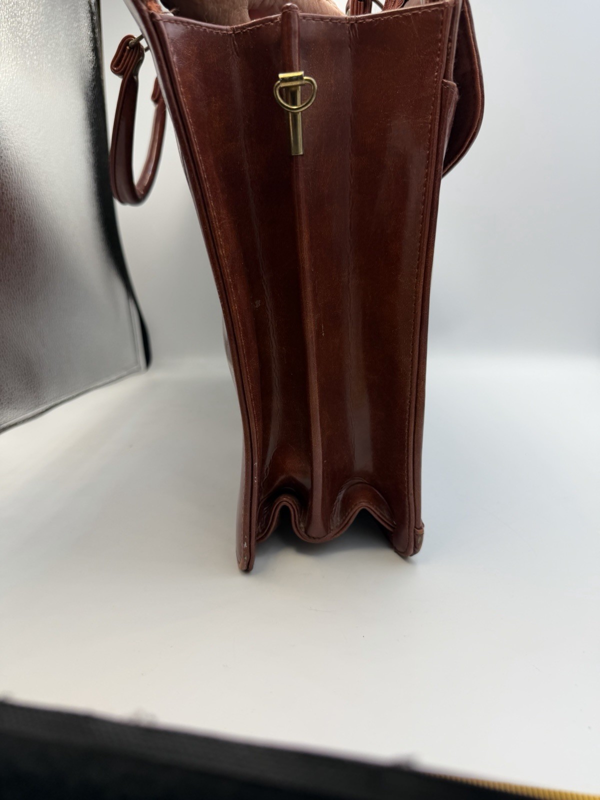 Brown Vintage Jackson Leather Briefcase Bag Double Top Handles