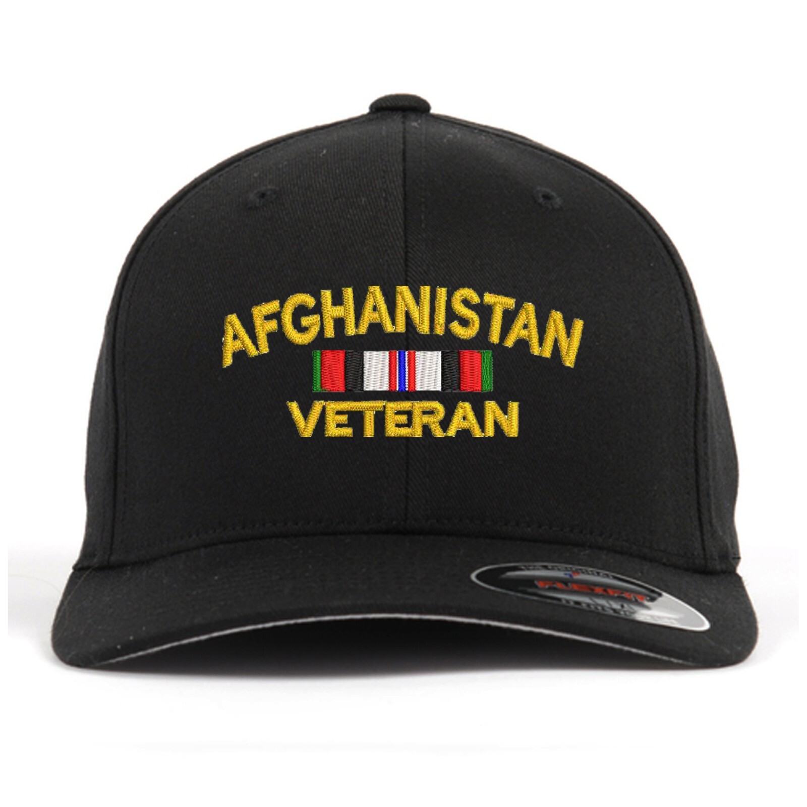 Afghanistan veteran embroidered flex fit baseball cap (size S/M, L/XL, XXL)