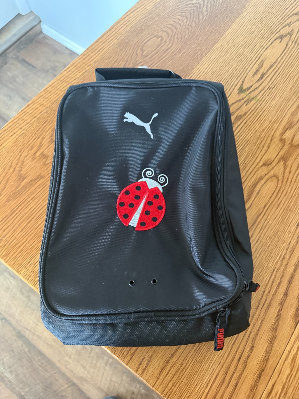 Puma Black Zip Shoe Bag Ladybug New with Tags Zipper Close 15″ x 11″