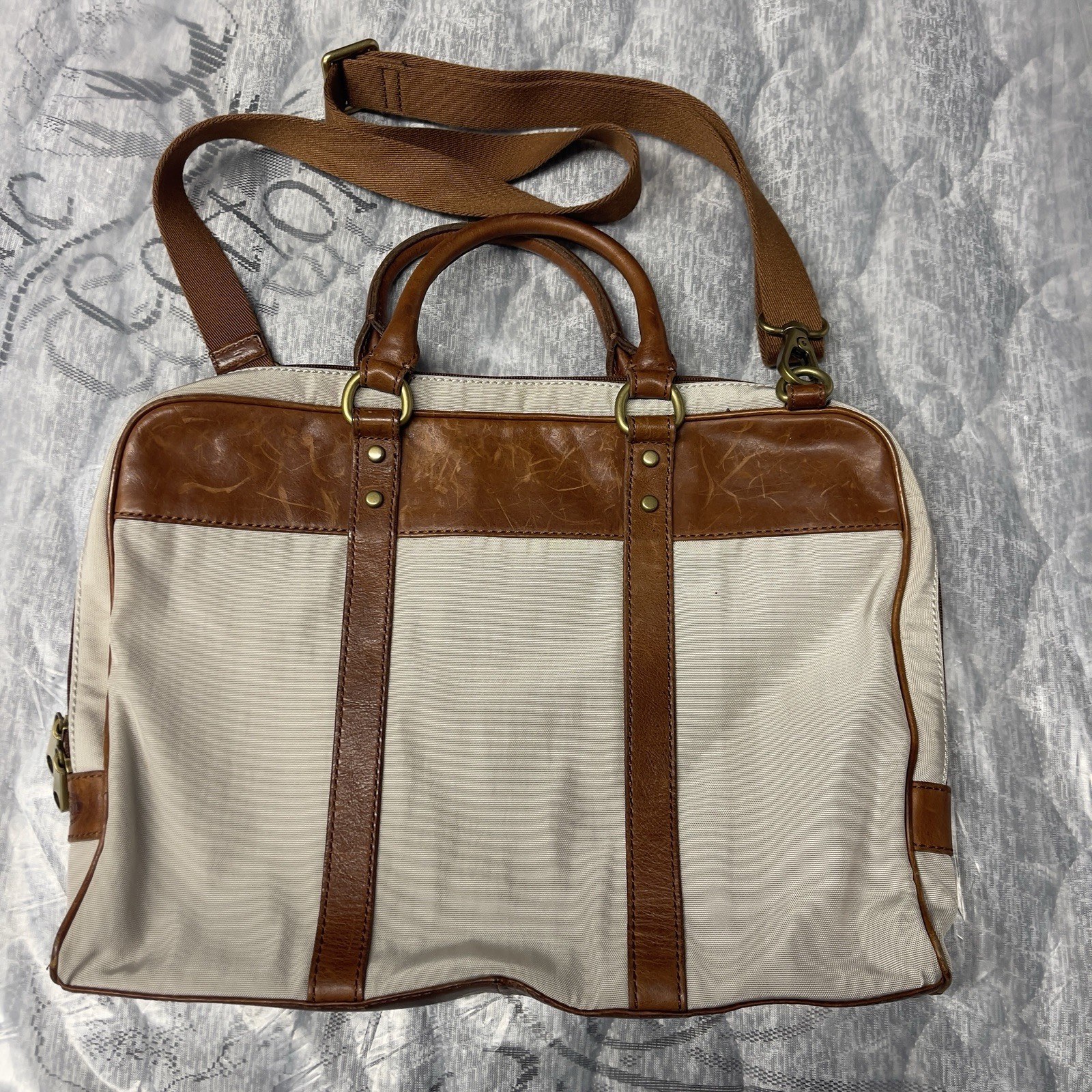 Fossil estate document Messenger Bag Shoulder Bag Leather Handles Twill Leather.