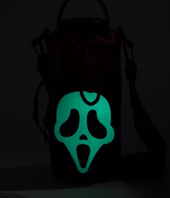 Scream Ghost Face Mask Water Bottle Sling Bag Glow in the Dark Pocket Blood
