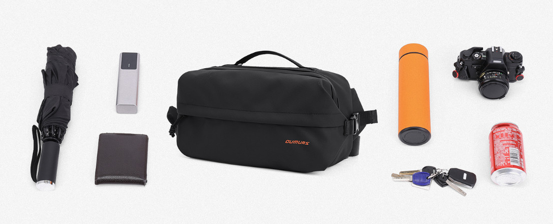 Oumurs 6L Expandable Crossbody Backpack Sling Bag Water-Resistant Oxford Fabric