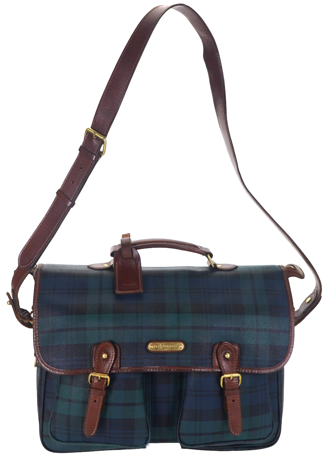 Vintage POLO Ralph Lauren Rugby Tartan Oversized Crossbody Messenger Bag Unisex