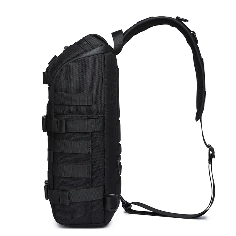Ozuko Casual Men USB Charge Waterproof Oxford Crossbody Sling Travel Chest Bag