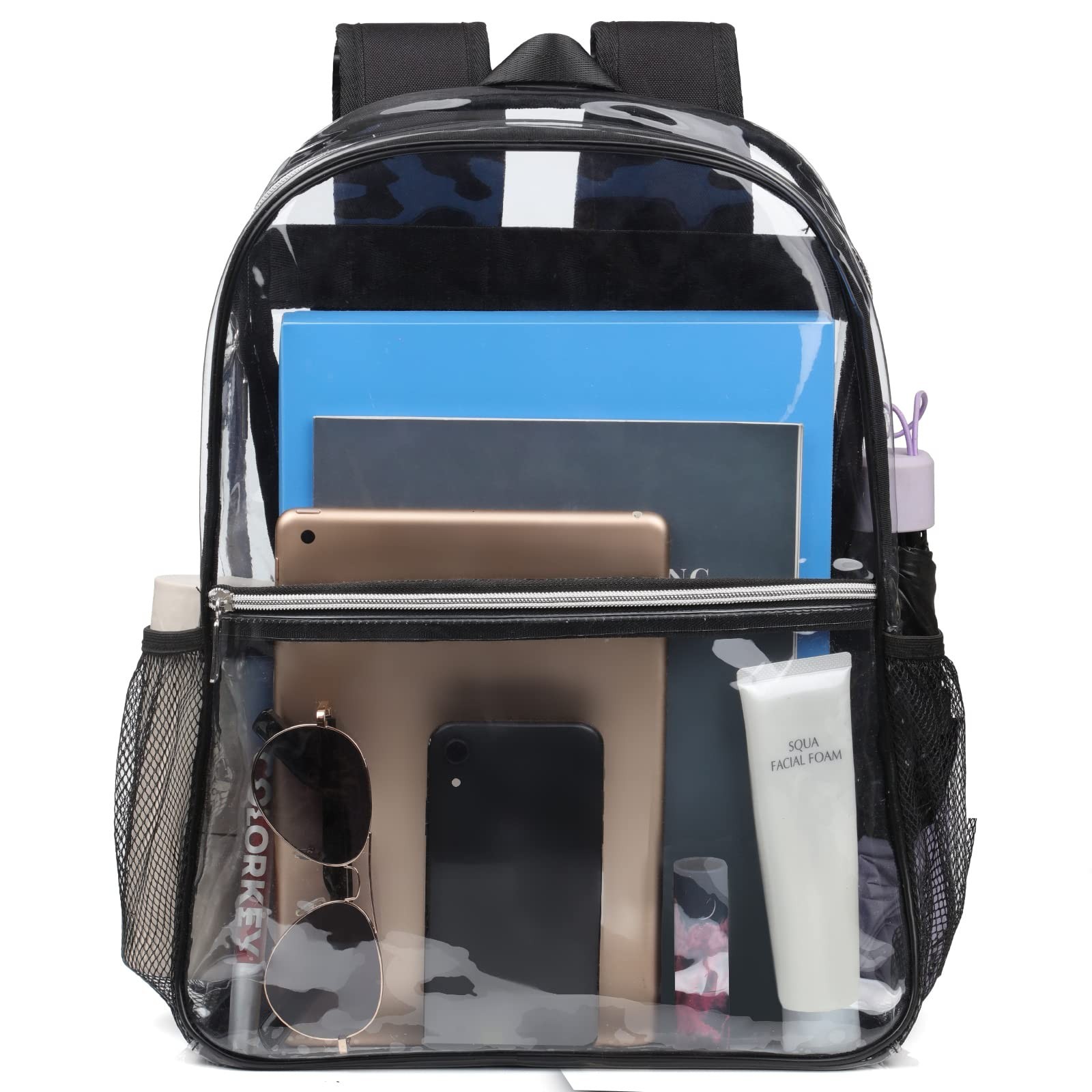 Heavy Duty Clear Backpack – Large Transparent See-Through Bag for Travel & Colle