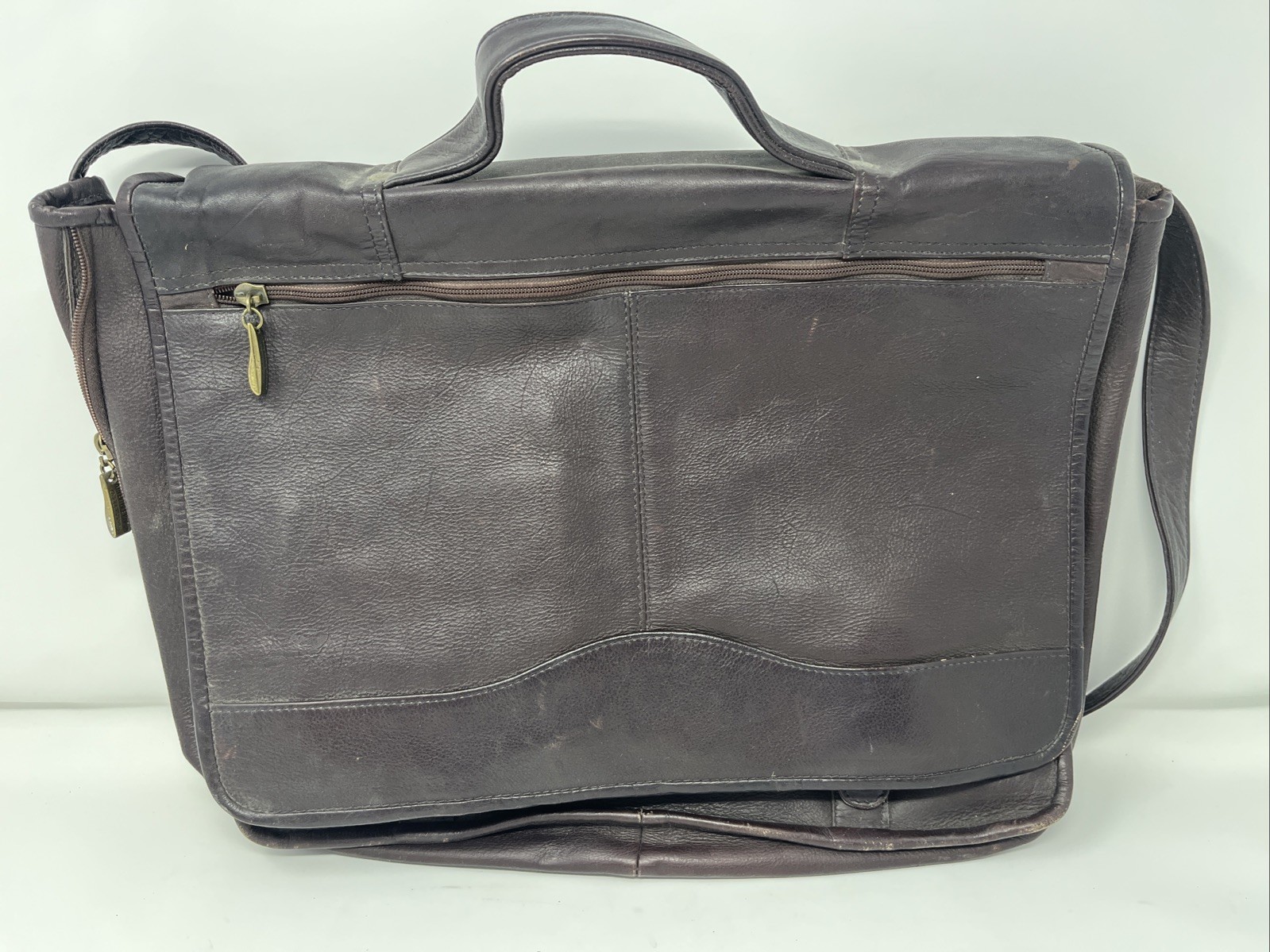 VTG Wilson Leather Genuine Crossbody Dark Maroon Messenger Laptop Bag 16 x 11