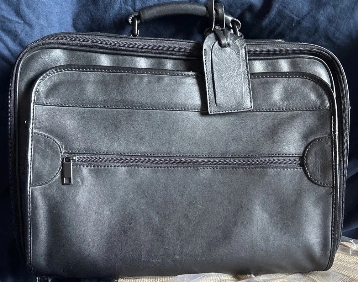 Soft Sided Leather Briefcase Black W Shoulder Strap REDUCED!!