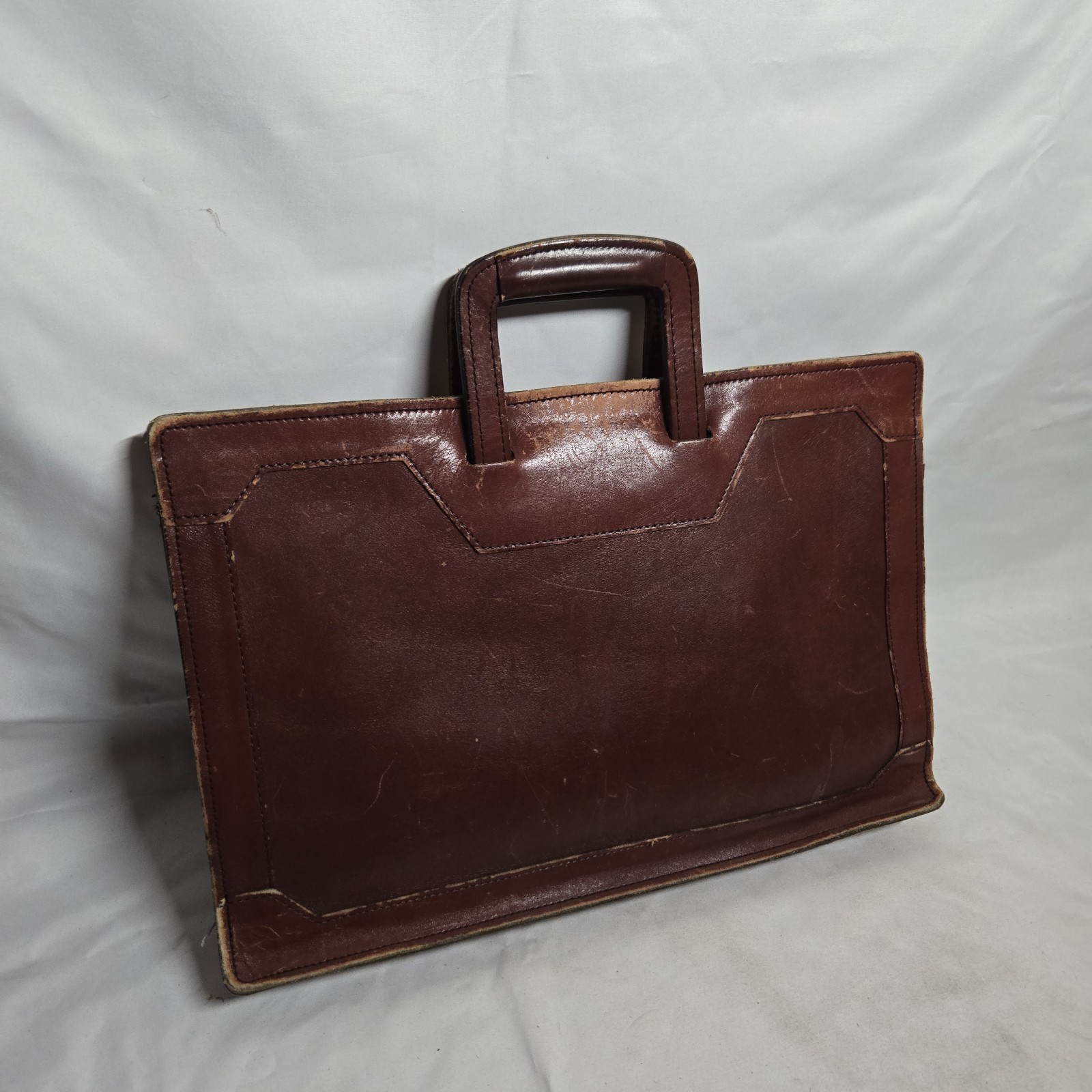 Vintage 1970s Schlesinger Brothers Ranch Hide Leather Briefcase AttachePortfolio