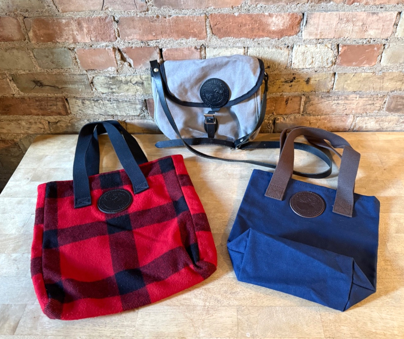 Duluth Pack Shoulder Messenger Tote Bag Lot of 3 – Canvas & Buffalo Plaid Wool