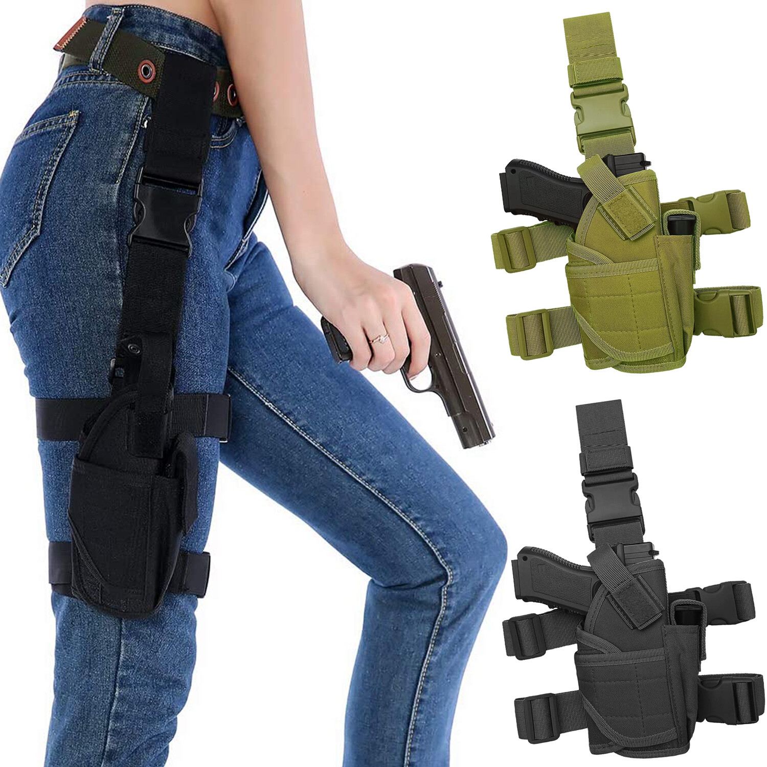 Tactical Hunting Right Hand Gun Holster Adjustable Military Drop Leg Thigh Pouch