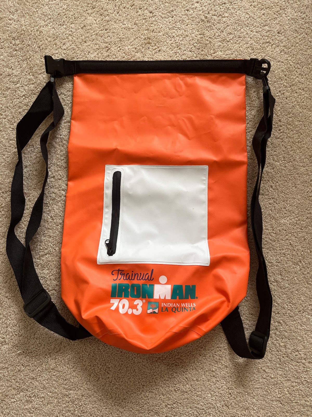 Ironman 70.3 Indian Wells Waterproof Triathlon Backpack Dry Wet Gear Bag Orange
