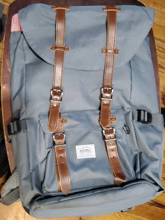 Kaukko Backpack/Laptop Bag Vintage And Vogue Red Striped Lining Large Size