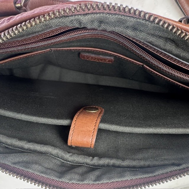 Tecovas Bourbon Brown Leather Briefcase Laptop Travel Bag w/ Shoulder Strap
