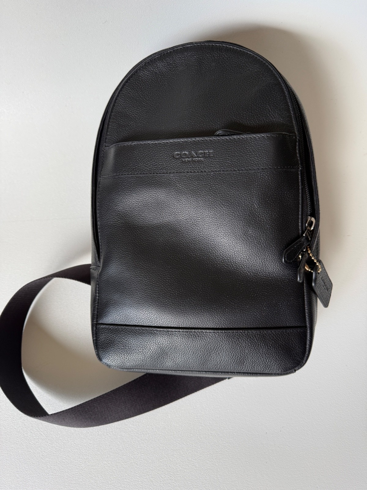 Coach Mens Leather Shoulder Crossbody Bag Charles Pack Backpack Black F54770